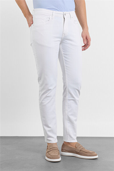 İmza White 5-Pocket Straight Leg Pants Gabardine Slim Fit Cotton 1003260318