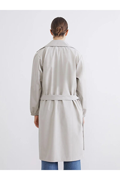 LC Waikiki Beige Double-Breasted Collar Oversized Women's Trench Coat