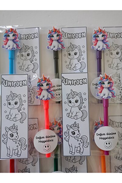 Unicorn Hediyelik Kitap Ayracı Boyama,10 Adet, Unicorn Doğum Günü Parti Malzemeleri