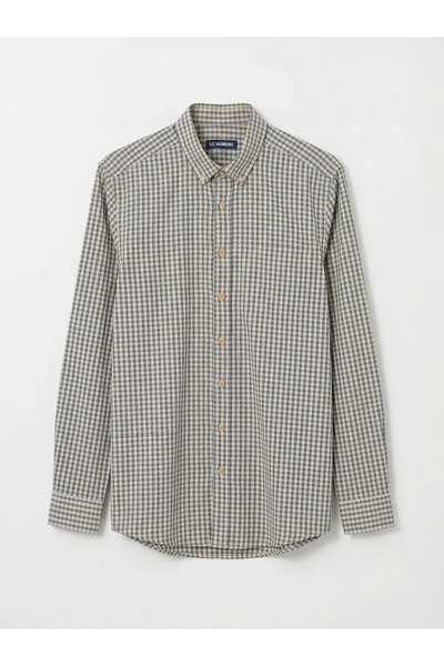 LC Waikiki Beige Regular Fit Plaid Men's Shirt