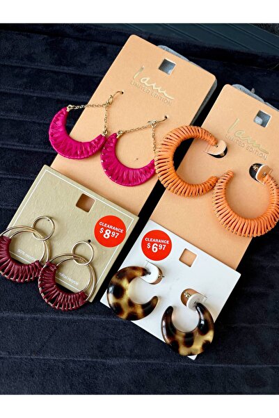 Luxiva 4 Pairs of Colorful Ringed Trendy Women's Earring Set Advantageous Pac...