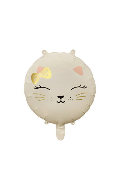 Mirific Party White Metallic Foil Party Balloon, 45 cm, Cat