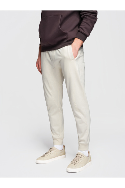 OMBRE Herren Jogginghose Baumwolle Basic OM-PABS-0305 Creme