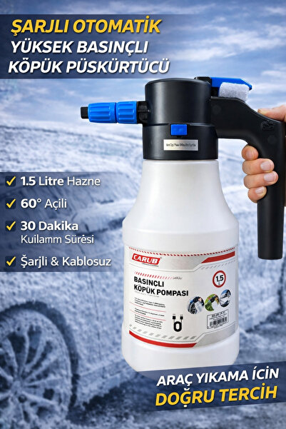 GUMUSONLINE Elektrikli Şarjlı Oto Yıkama Pompası 1.5 LT Köpük Püskürtme Pompa...