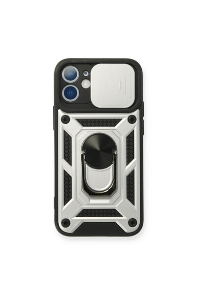 cepmoda iPhone "11" Double Layer Tank Case - Ring, Stand, Camera Slider [Silver]
