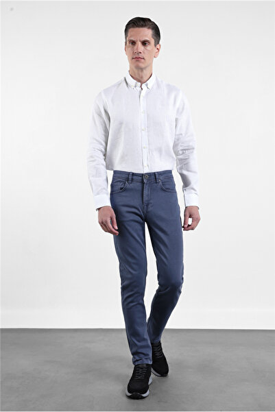 İmza Pantaloni casual din denim, slim fit, cu 5 buzunare, din bumbac indigo, ...