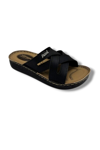 Leman 8619-26 Leather Anatomical Cross-Strapped Women's Slipper