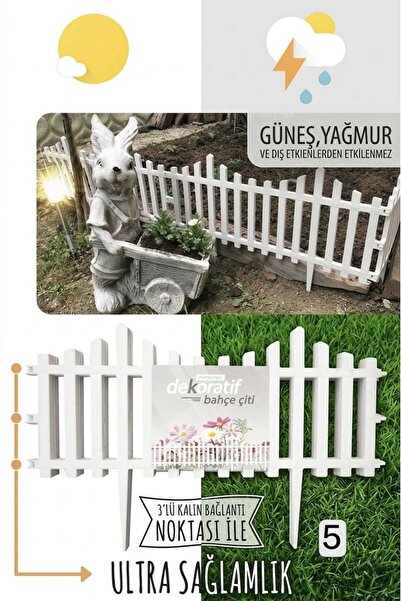Morpanya Grass Beyaz Plastik Çit Çiçek Çiti Peyzaj Koruma Panel Çit Evcil Hay...