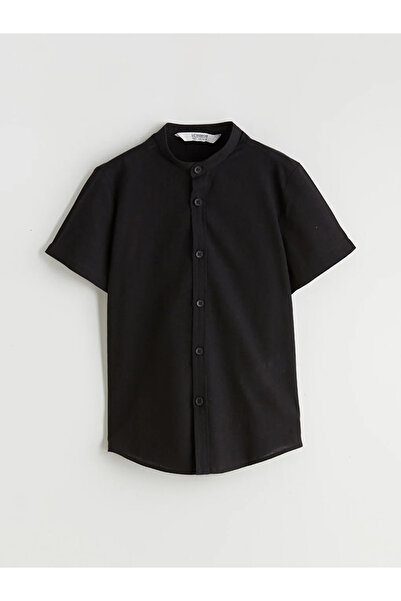 LC Waikiki Black Judge Collar Short Sleeve Boys' Shirt