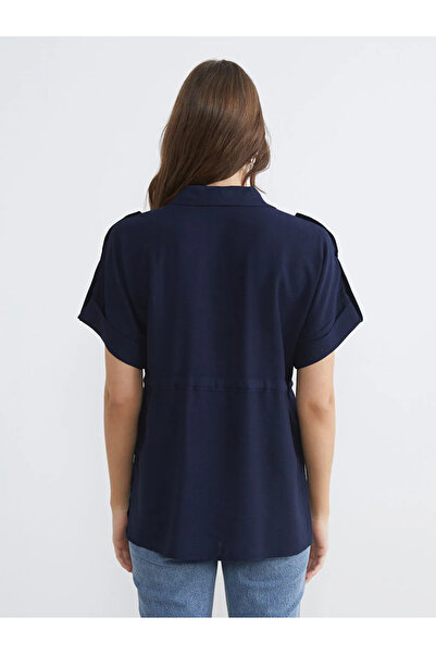 LC Waikiki Navy Blue Tie-Detailed Drawstring Women's Shirt