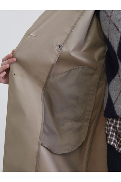 LC Waikiki Brown Double-Breasted Collar Women's Trench Coat