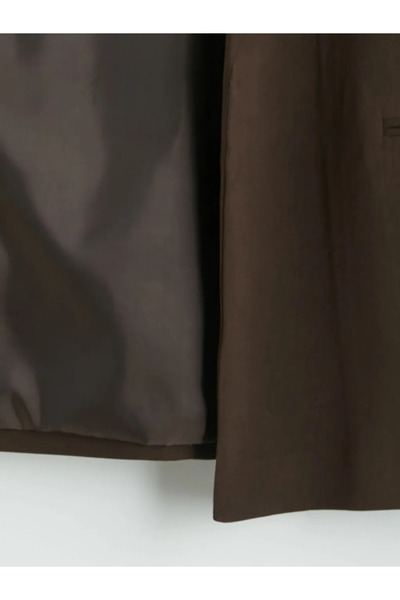 LC Waikiki Brown Jacket with Collar and Belt for Women Classic Vest