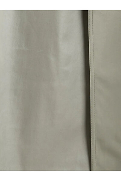 LC Waikiki Khaki Double-Breasted Collared Belted Women's Trench Coat