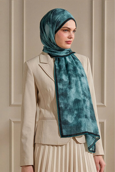 SilkTouch Aqua Bulut Patterned Muslin Shawl