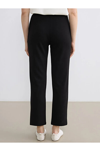 LC Waikiki Black Soft Touch Women's Sweatpants with Elastic Waistband