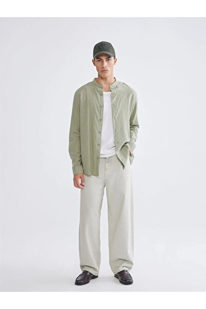 LC Waikiki Ανδρικό πουκάμισο από ποπλίνα χακί κανονικής εφαρμογής