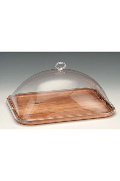 Zicco حامل عرض مع صينية خشبية وغطاء من الزجاج