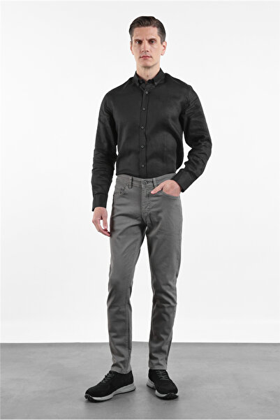 İmza Ανδρικό βαμβακερό παντελόνι Aqua Green 5 Pocket Slim Fit 1003260318