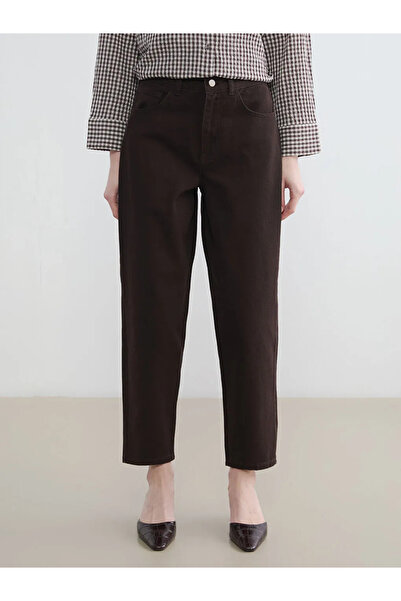 LC Waikiki Γυναικείο τζιν παντελόνι καφέ Barrel Fit