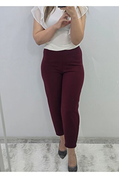 Candan Women's Stretch Fabric Crepe Carrot Pants