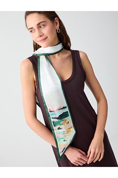 Jimmy Key Beyaz Soyut Desenli Dokuma Fular