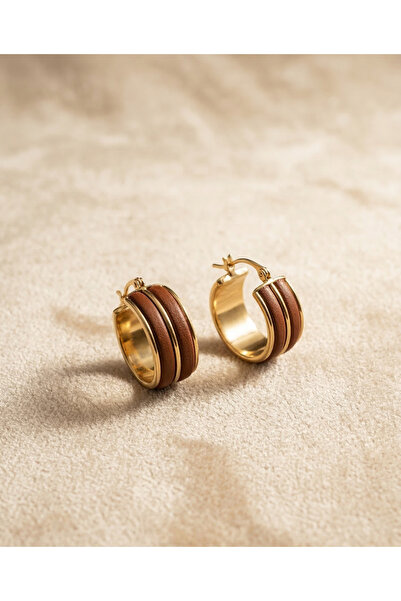 FiveStudio - مجموعة أقراط دائرية من تصميم LEA مكونة من مظهر جلدي قطع، مجوهرات...