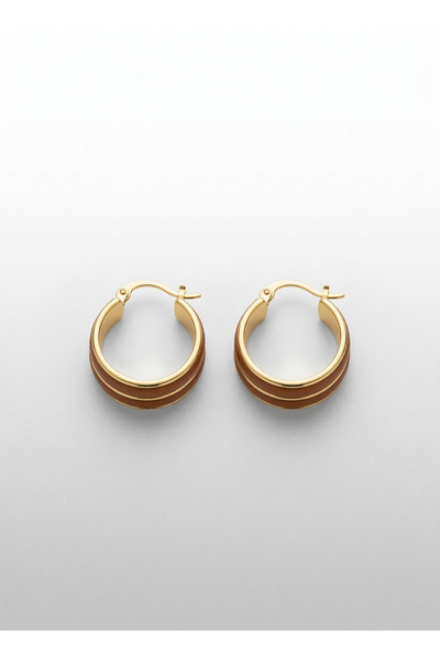 FiveStudio - Lea Design Leather-Look Hoop Earring Set, Gold Tone Bijouterie