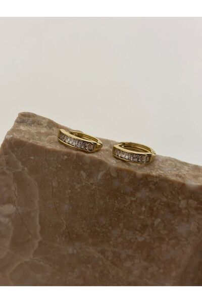 XUPING JEWELRY Baguette Stone Classic Hoop Xuping Steel Earrings