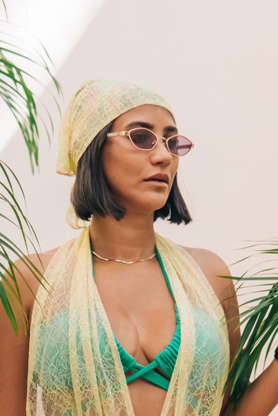 Beach&Beyond Kadın Sarı Dantel Bandana