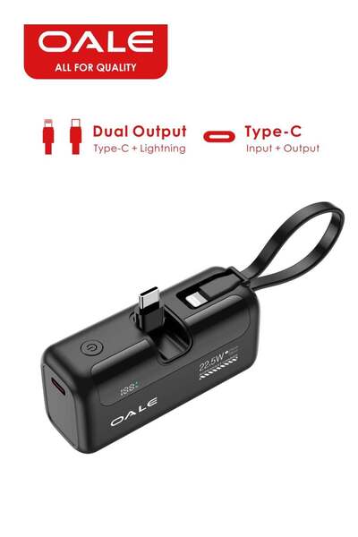 OALE iPower Nano2 5000mAh Mini Power Bank, 22.5W Fast Charging, Built-in Type...