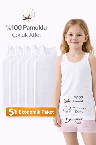 Hobins Sportswear & Company 5Pcs of Cotton Children's White Undershirts