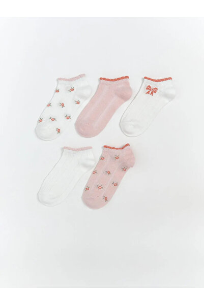 LC Waikiki Ciorapi roz cu model pentru fete, pachet de 5