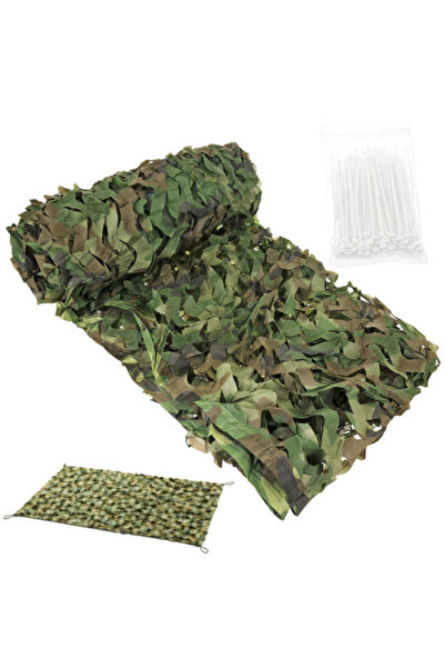varioshop Plasa camuflaj 2x5m pentru gard si gradina, impermeabila, cu 100 be...