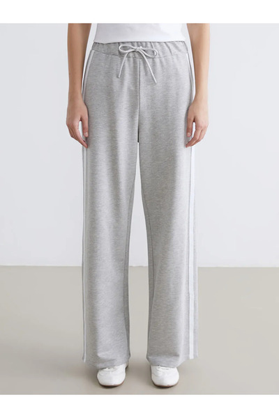 LC Waikiki Gray Wide Leg Women's Sweatpants with Elastic Waist