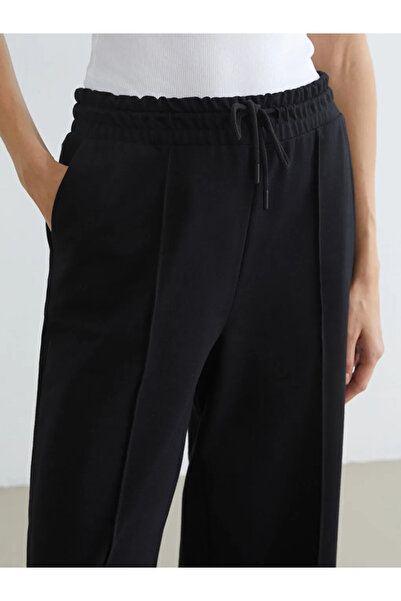 LC Waikiki Black Elastic Waist Wide Leg Women's Sweatpants