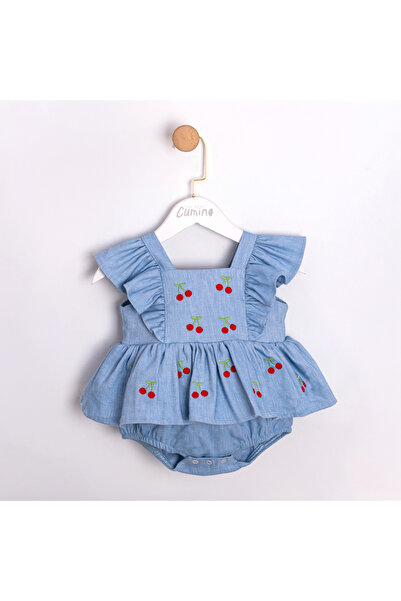 Cumino Cherry Embroidered Baby Girl Jumpsuit