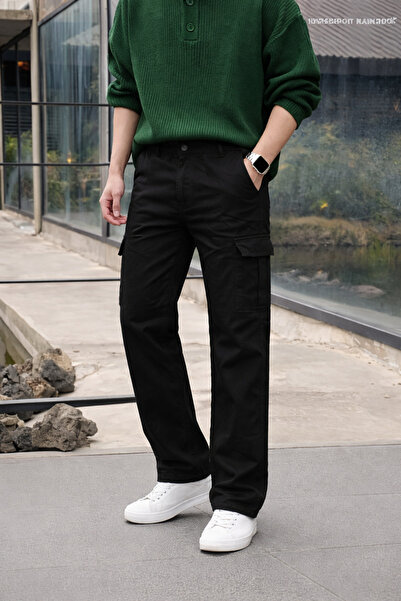 hacker Men's High Waist Premium Black Cargo Baggy Pants