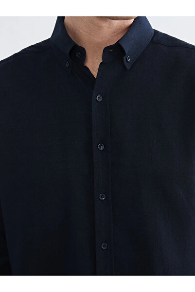 LC Waikiki Ανδρικό πουκάμισο Navy Blue Regular Fit Dobby