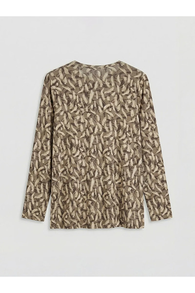 LC Waikiki Μπλούζα με μοτίβο με λαιμόκοψη σε μπεζ χρώμα