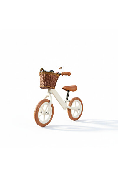 Magdeal Children's balance bike, 4 wheels, lights and music, brown balance toy