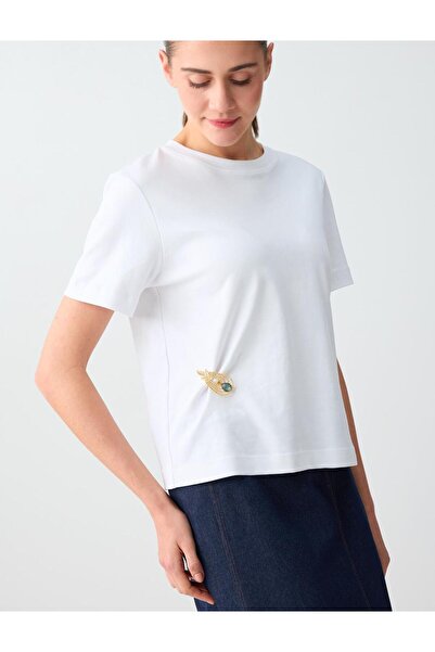 Jimmy Key Altın Rengi Büyük Taşlı Zarif Broş