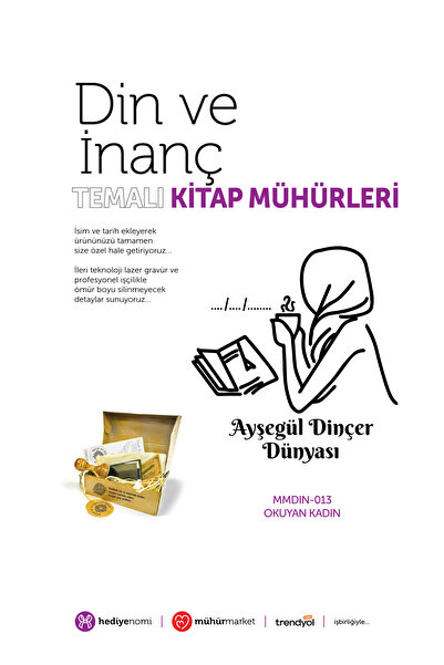 HEDİYENOMİ Mühürmarket > Woman Reading Religion and Faith Book Stamp - Book S...