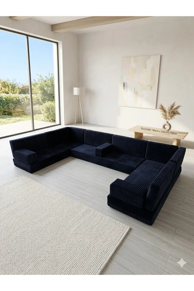 BAKIRÖZÜ HOME Premium Kadife Kumaş, Konforlu Yer Kanepesi ,Modüler Şark Köşes...
