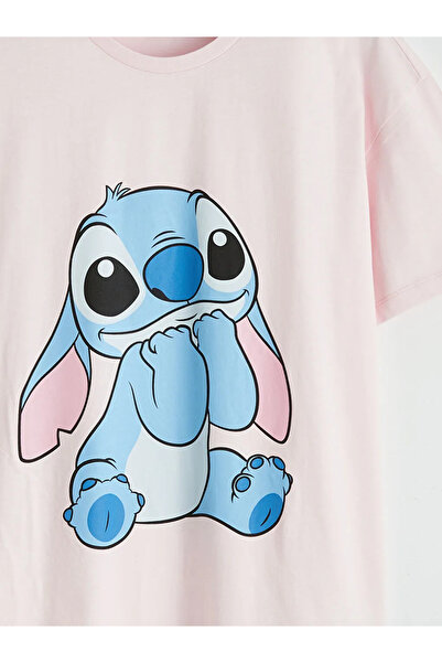 LC Waikiki Pink Crew Neck Stitch Printed Women's T-Shirt