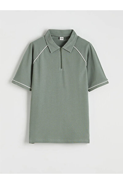 LC Waikiki Мъжка детска тениска с поло яка в цвят хаки