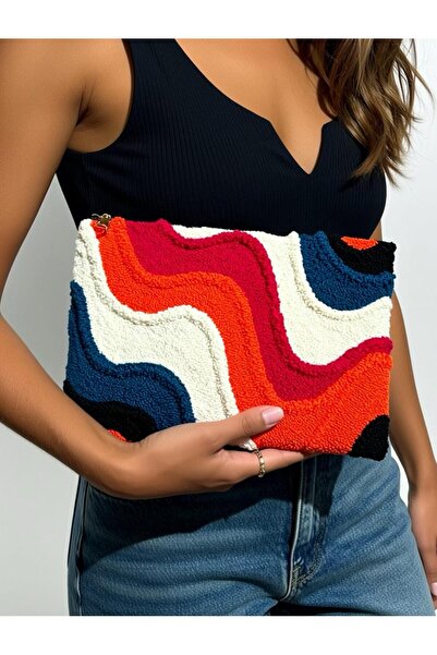 Luyiaccessory El Yapımı Punch Nakışı Clutch Çanta