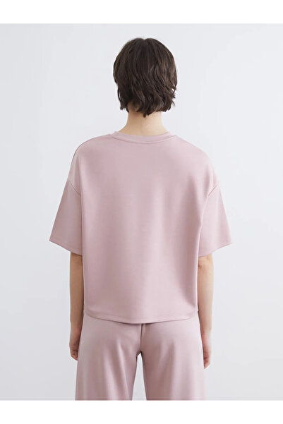 LC Waikiki Pink Crew Neck Soft Touch Oversized Women's T-Shirt