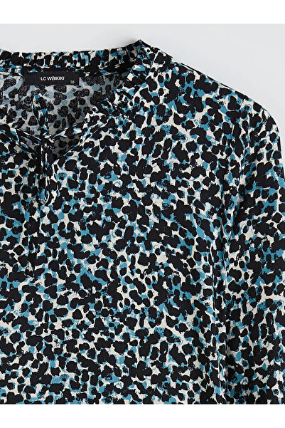 LC Waikiki Black Tie Neck Patterned Women's Tunic