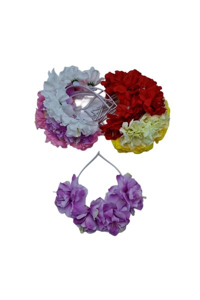 decotoys Bentiță cu 4 flori artificiale12/set