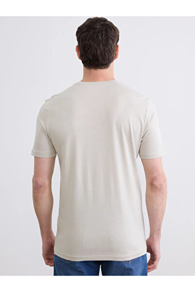 LC Waikiki Beige Crew Neck Modal Men's T-Shirt